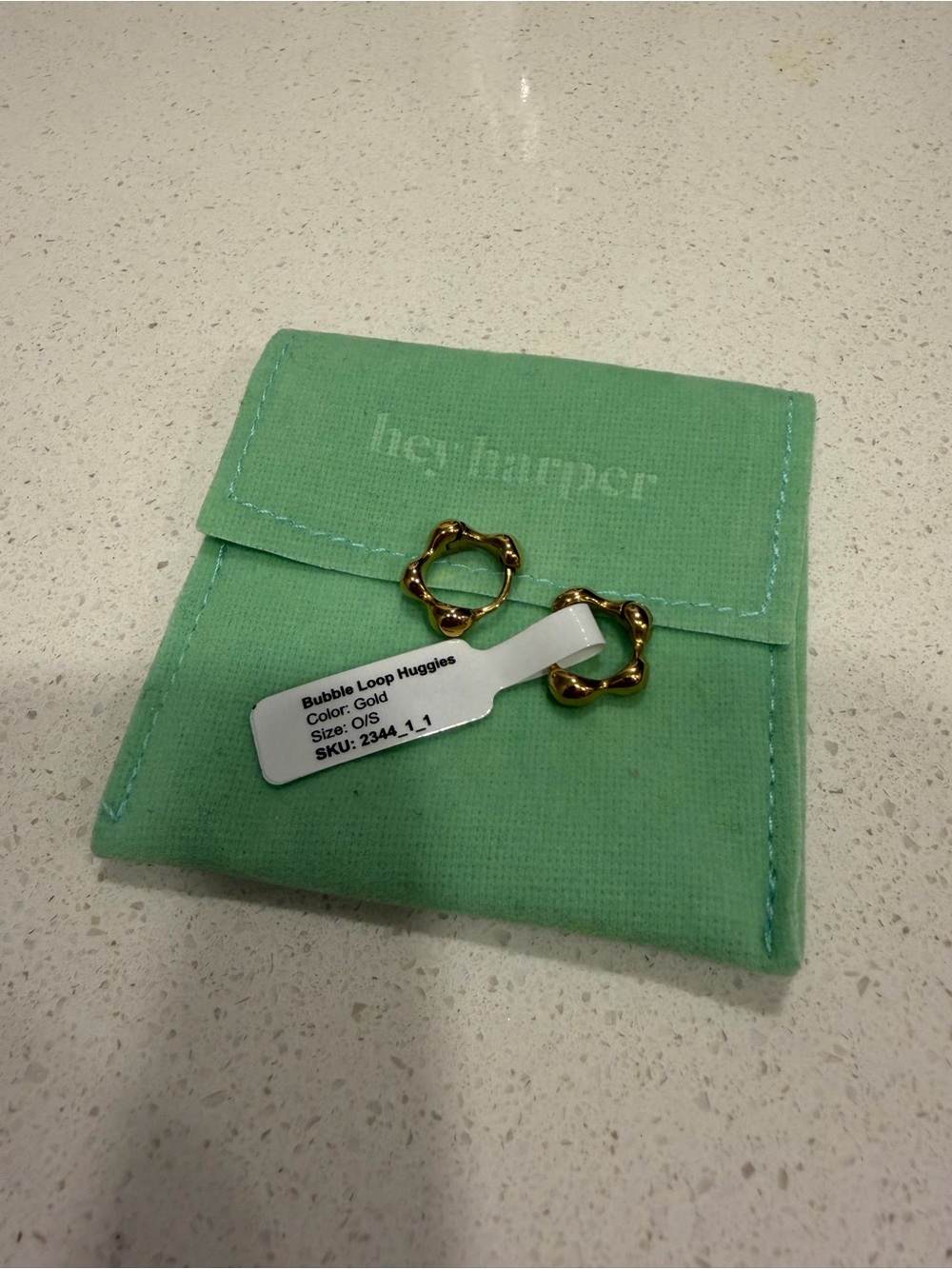 Hey Harper Bubble Loop Huggie Earrings in Gold NWT